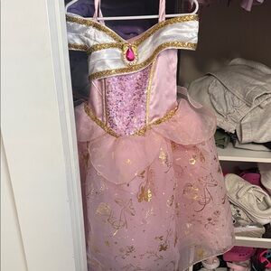 Aurora Disney Princess Costume with Gold Accents